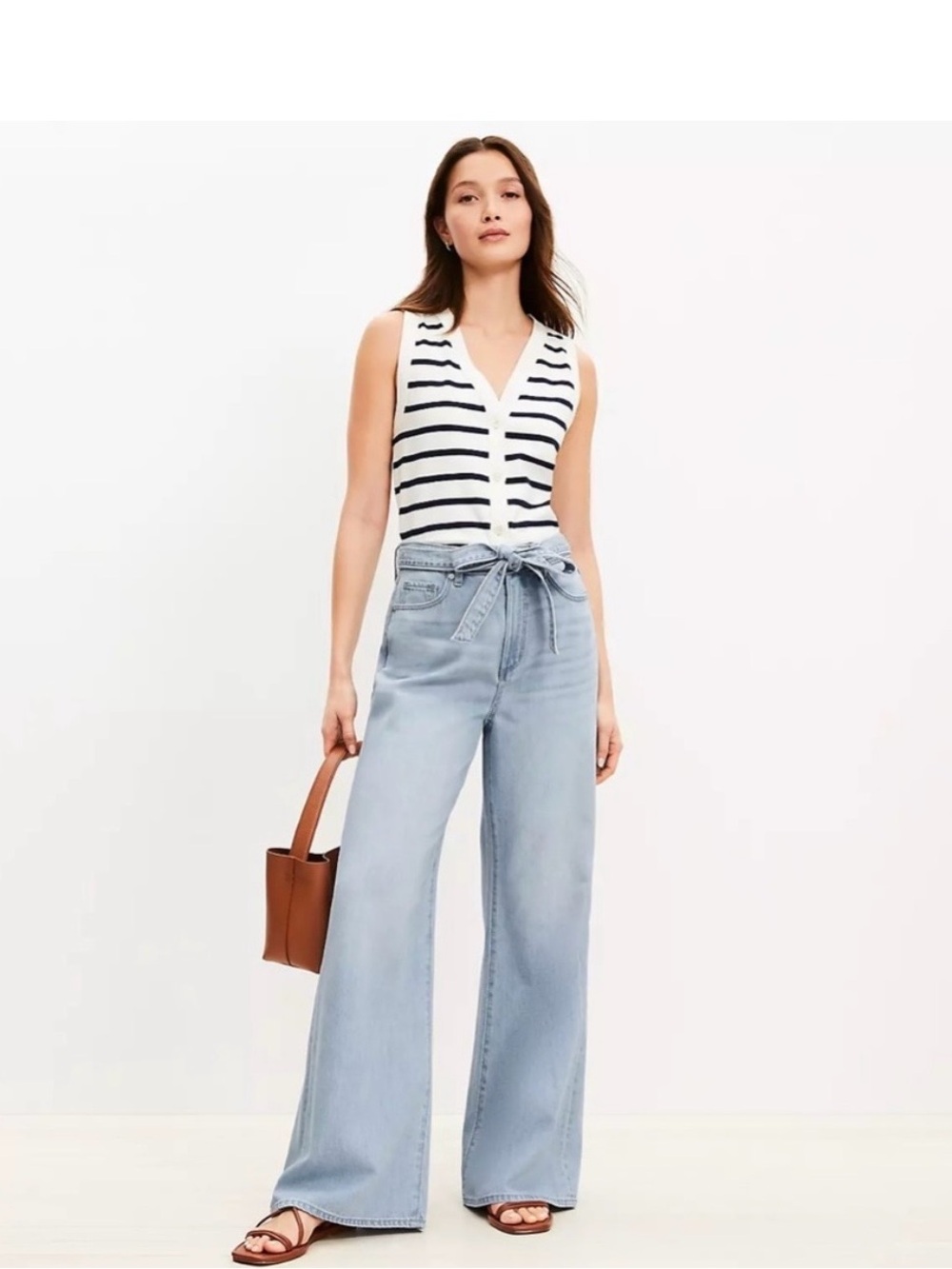 LOFT Palazzo Belted Jeans